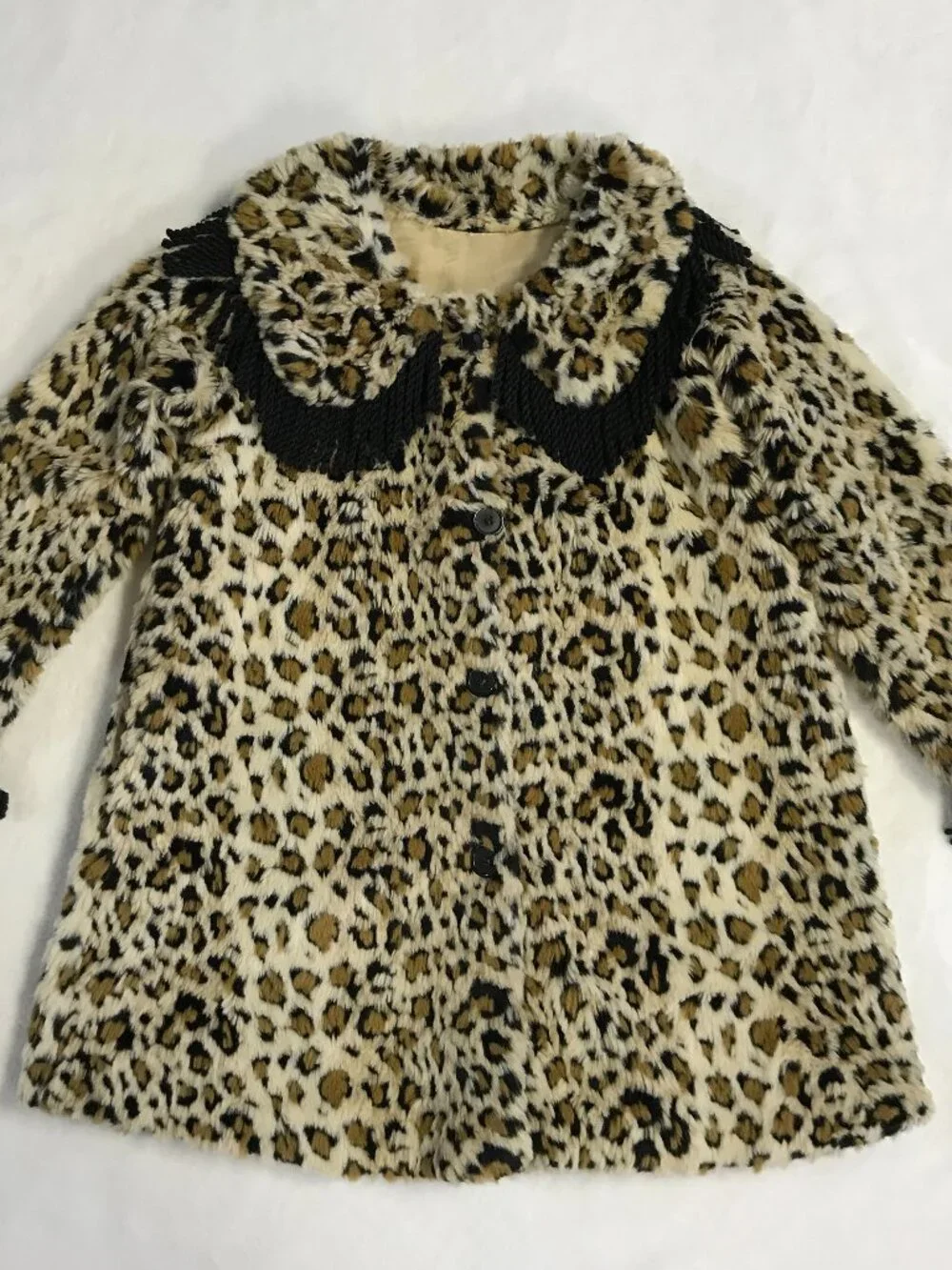 Cottontail Originals Girls 6X Leopard Coat Faux Fur Trim